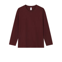Men's Premium Combed Cotton Long Sleeve T-Shirt - Heavyweight Crewneck Base Layer - detail