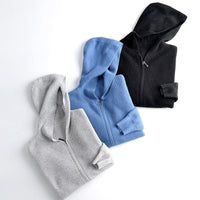 Men's Hooded Zip Knit Cardigan - Solid Color Sweater Hoodie - fabric detail