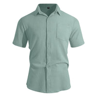 Men's Breathable Linen-Feel Polo Shirt — Relaxed Fit Short Sleeve Top