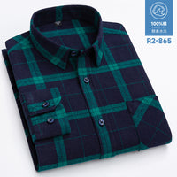 Men's Brushed Cotton Plaid Shirt - Long Sleeve Button Down - view 39