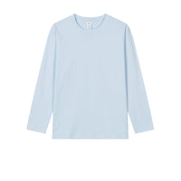 Men's Premium Combed Cotton Long Sleeve T-Shirt - Heavyweight Crewneck Base Layer - model wearing