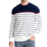 Men's Color Block Striped Sweater - Crewneck Long Sleeve