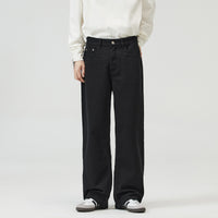 Men's Solid Color Wide Leg Straight Jeans - fabric detail
