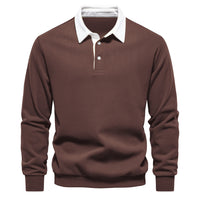 Men's Polo Collar Sweatshirt - Long Sleeve Casual Pullover - view 13