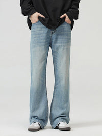 Men's Washed Light Blue Bootcut Jeans