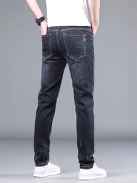 Men's Slim Straight Stretch Jeans - Thick Comfortable Denim - detail