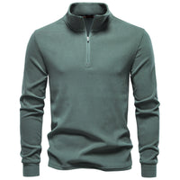 Men's Turtleneck Sweater - Classic Solid Knit Pullover - close up