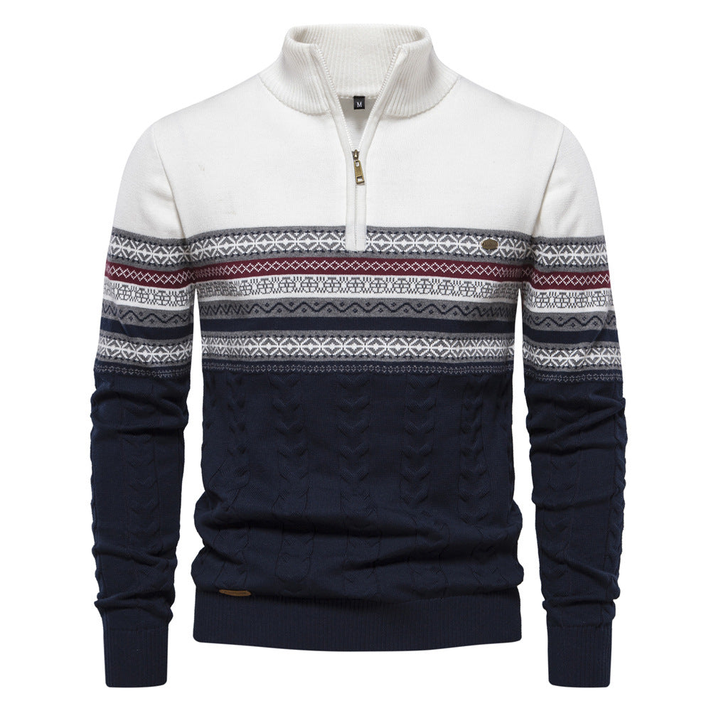 Men's Half Zip Stand Collar Sweater - Premium Knit Pullover