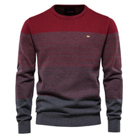 Men's Vintage Striped Crewneck Sweater - Slim Fit Knit - side view