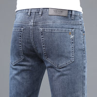 Men's Slim Straight Stretch Jeans - Thick Comfortable Denim - close up