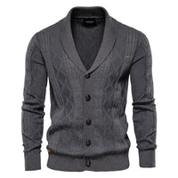 Men's Thick V-Neck Cardigan - Knit Button-Up Sweater Jacket - side view