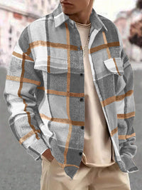 Men's Classic Plaid Flannel Shirt - Vintage Brushed Long Sleeve - close up