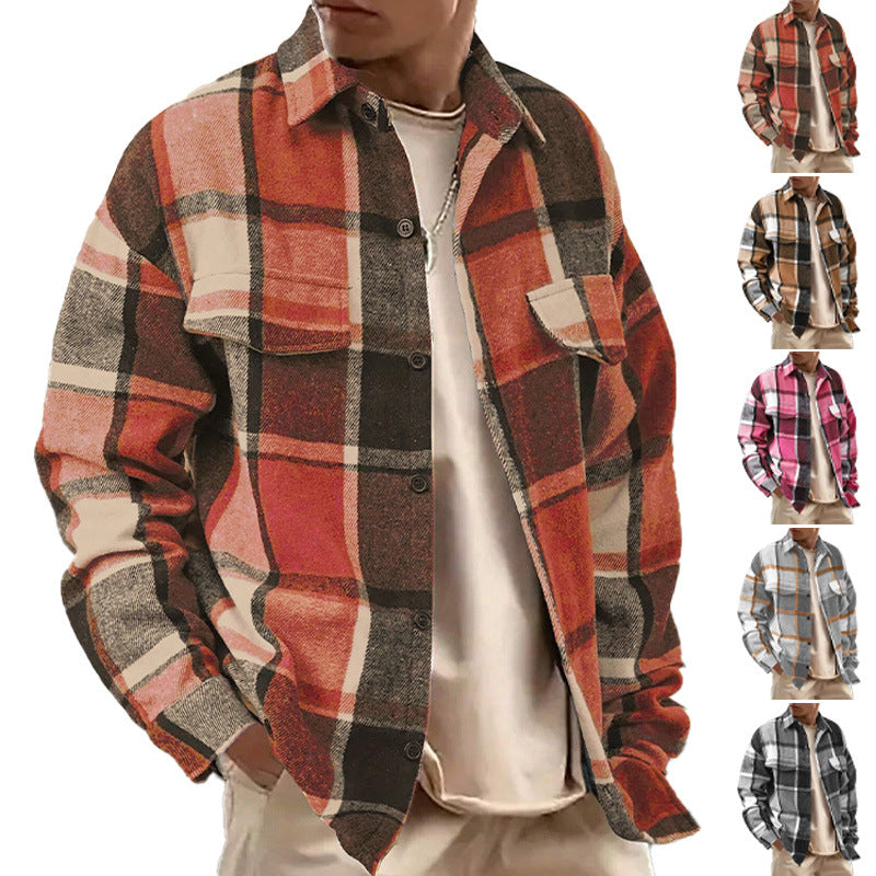 Men's Classic Plaid Flannel Shirt - Vintage Brushed Long Sleeve
