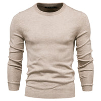 Men's Thick Knit Crewneck Sweater - Slim Fit Pullover - back view