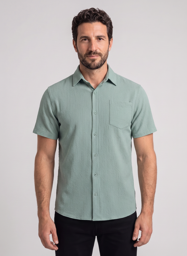 Men's Breathable Linen-Feel Polo Shirt — Relaxed Fit Short Sleeve Top