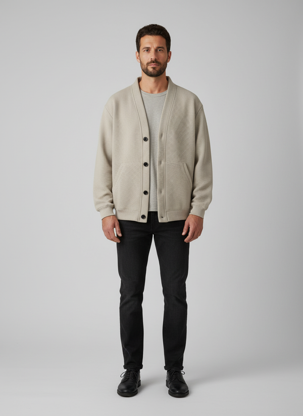 Men's Retro V-Neck Sweatshirt - Japanese Style Casual Jacket