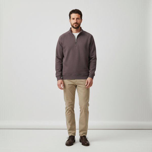 Men's Half Zip Pullover Sweatshirt - Stand Collar Casual Top