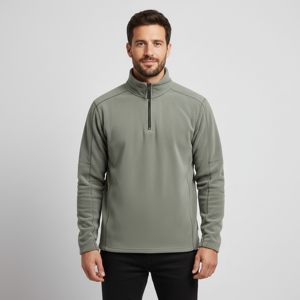 Men's Fleece Stand Collar Sweatshirt - Half Zip Pullover Top