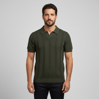 Men's Open Weave Striped Polo - Breathable Knit Short Sleeve
