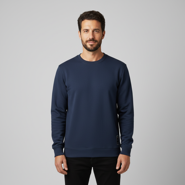 Men's Solid Crewneck Sweatshirt - Relaxed Fit Long Sleeve