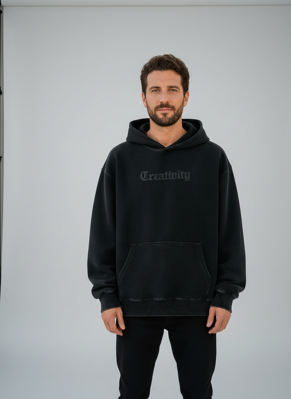 Men's Washed Graphic Hoodie - Heavyweight Fleece Pullover Sweatshirt