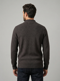 Men's Full Zip Knit Cardigan - Solid Color Long Sleeve Sweater - front view