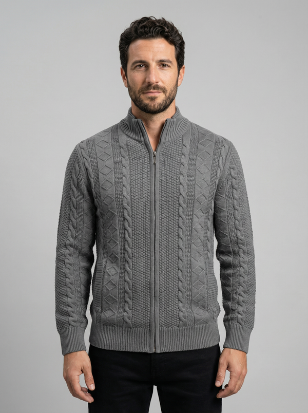 Men's Knit Cardigan Jacket - Full Zip Sweater Coat
