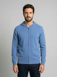 Men's Hooded Zip Knit Cardigan - Solid Color Sweater Hoodie