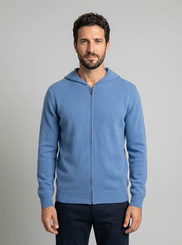 Men's Hooded Zip Knit Cardigan - Solid Color Sweater Hoodie