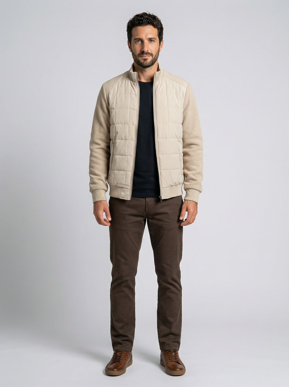 Men's Color Block Stand Collar Jacket - American Style Casual Coat