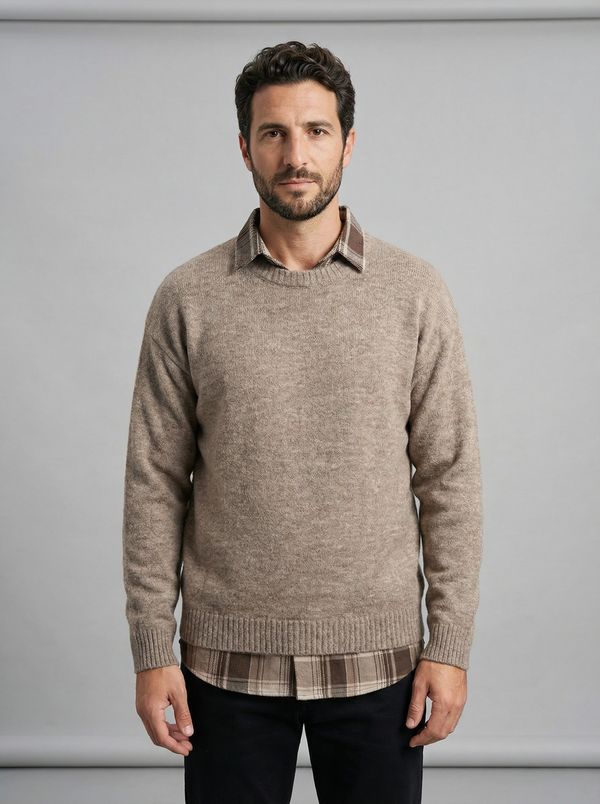 Men's Layered Look Knit Sweater - Shirt Collar Two-In-One Top