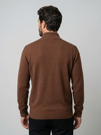 Men's Stand Collar Zip Knit Sweater - Slim Fit Pullover - front view
