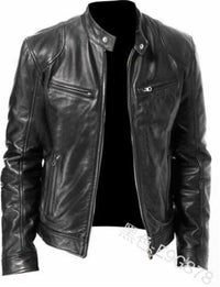 Men's PU Leather Trim Zip Cardigan - Business Casual Jacket - close up