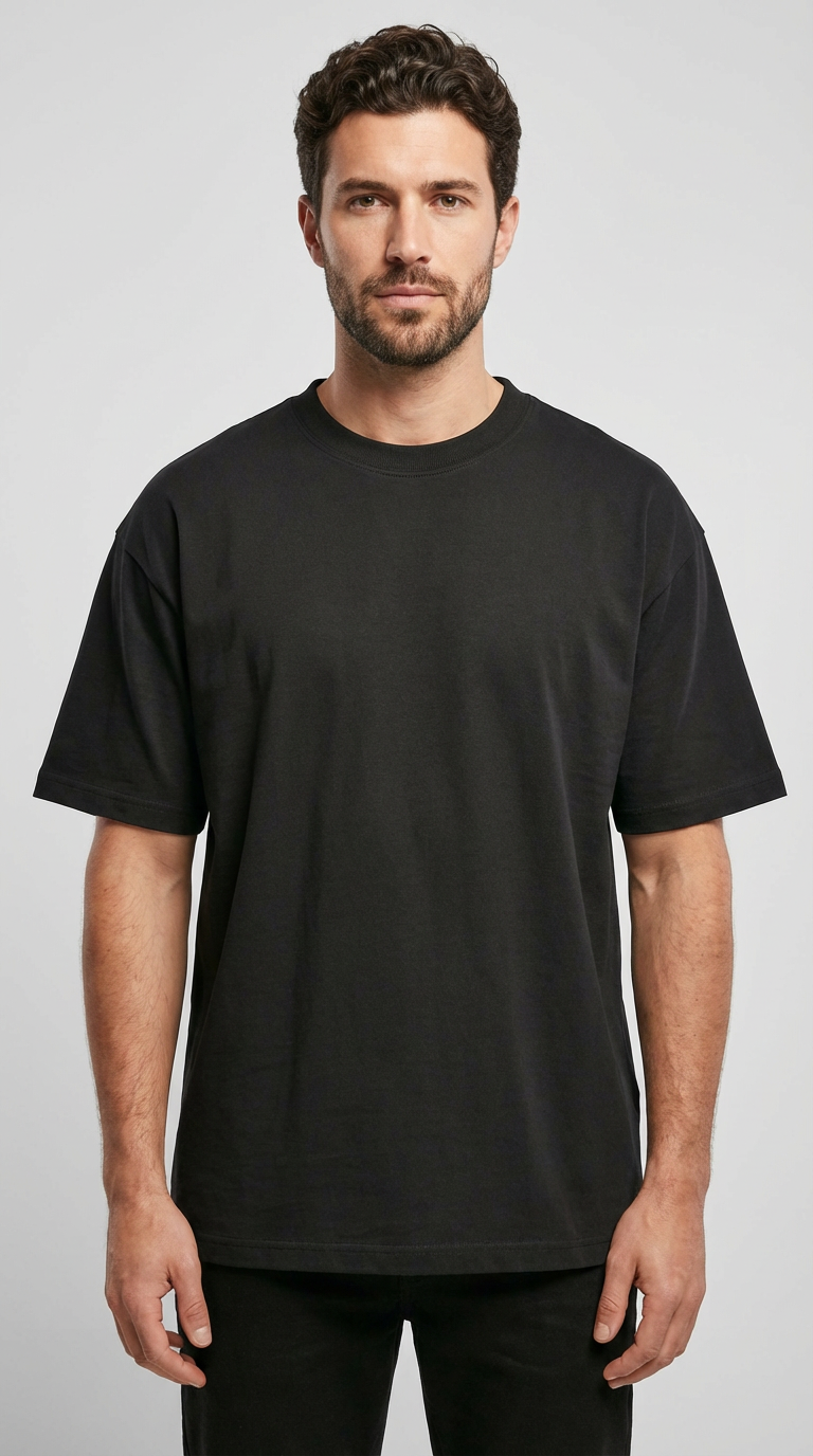 Men's Heavyweight Solid Crewneck T-Shirt - 320g Thick Premium Cotton Tee