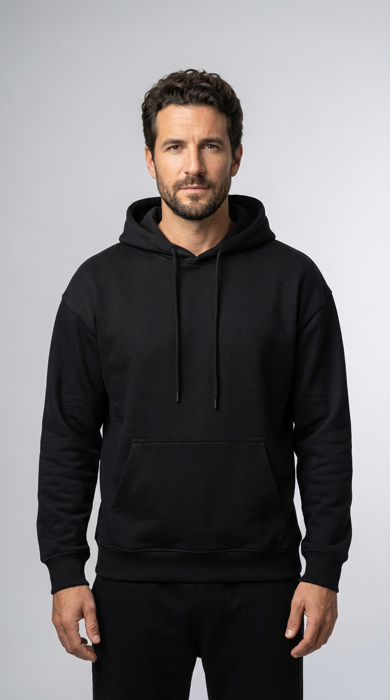 Men's Heavyweight Fleece Hoodie - 320g Cotton Pullover Sweatshirt