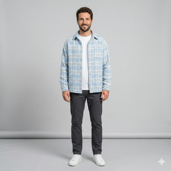 Men's Casual Cotton Henley Shirt - Long Sleeve Button Neck Top