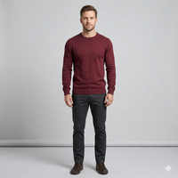 Men's Thick Knit Crewneck Sweater - Slim Fit Pullover