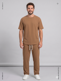 Men's Minimal T-Shirt & Pants Set — Solid Color Summer Two-Piece Outfit