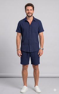 Men's Casual Polo & Pants Set — Short Sleeve Lapel Two-Piece Summer Suit