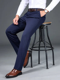 Men's Straight Leg Dress Pants - Business Casual Trousers - back view