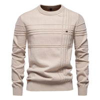 Men's Premium Crewneck Pullover - Solid Knit Sweater - close up