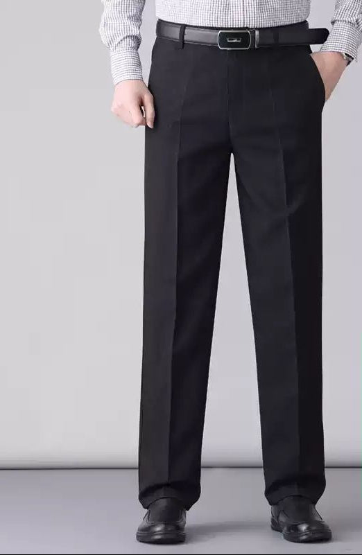 Men's High Waist Straight Leg Dress Pants - Classic Business Trousers - front view