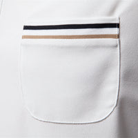 Men's Striped Business Polo - Short Sleeve Knit Collar Top - detail