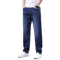 Men's Washed Blue Loose Straight Jeans - back view