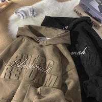 Men's Premium Suede Hoodie - Heavyweight Hooded Jacket - front view