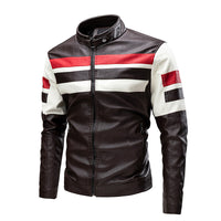 Men's PU Leather Biker Jacket - Stand Collar Motorcycle Coat - view 13