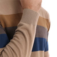 Men's Striped Half Zip Pullover - Knit Sweater Top - side view