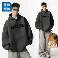 Men's Oversized Hooded Sweatshirt - Heavy Cotton Street Style Top - view 17