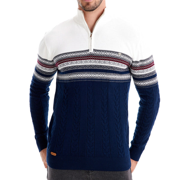 Men's Ribbed Knit Turtleneck - Slim Fit Winter Pullover - front view