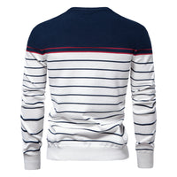 Men's Color Block Striped Sweater - Crewneck Long Sleeve - back view
